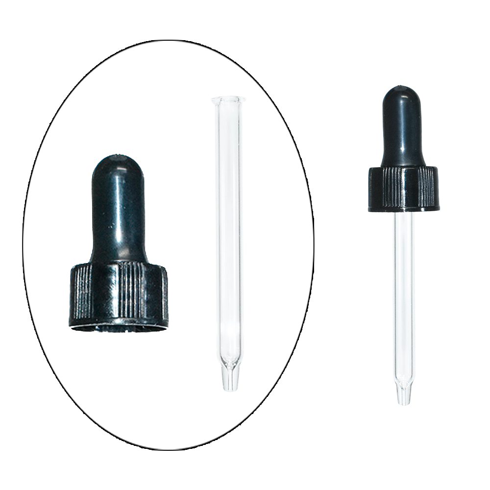 1 oz. Clear Boston Round with Black Nitrile Glass Dropper (20/400) (V23) (V5)