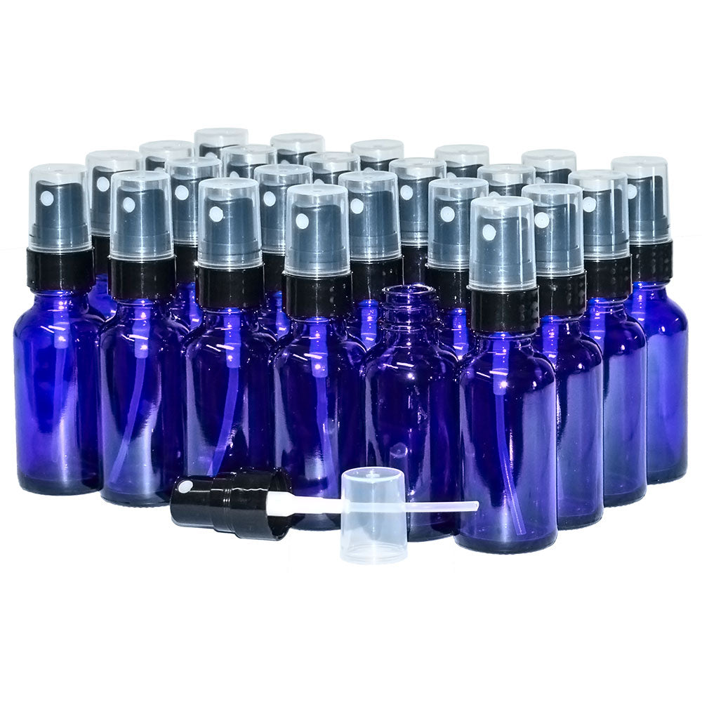 1 oz. Cobalt Blue Boston Round with Black Fine-Mist Sprayer (Smooth) (.18 ml Per Spray) (20/400) (V23) (V15)