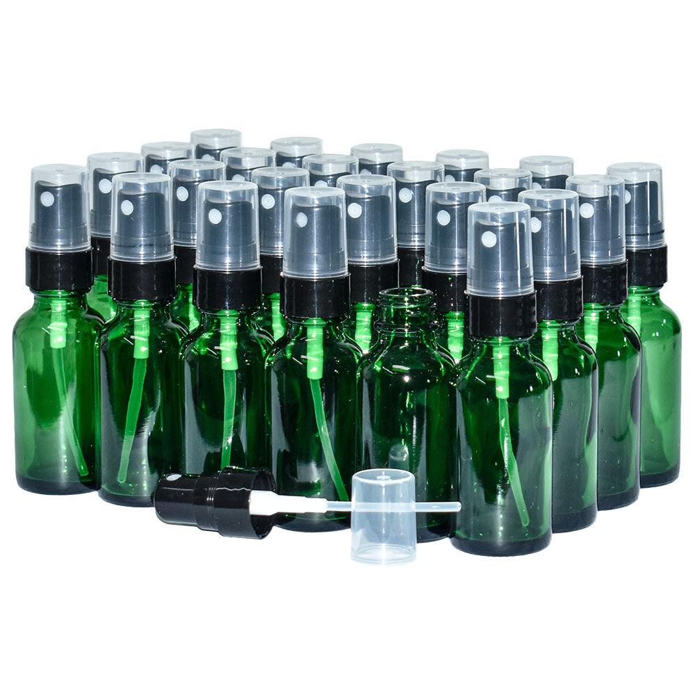 1 oz. Green Boston Round with Black Fine-Mist Sprayer (Smooth) (.18 ml Per Spray) (20/400) (V23) (V15)