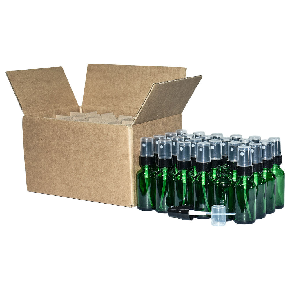 1 oz. Green Boston Round with Black Fine-Mist Sprayer (Smooth) (.18 ml Per Spray) (20/400) (V23) (V15)