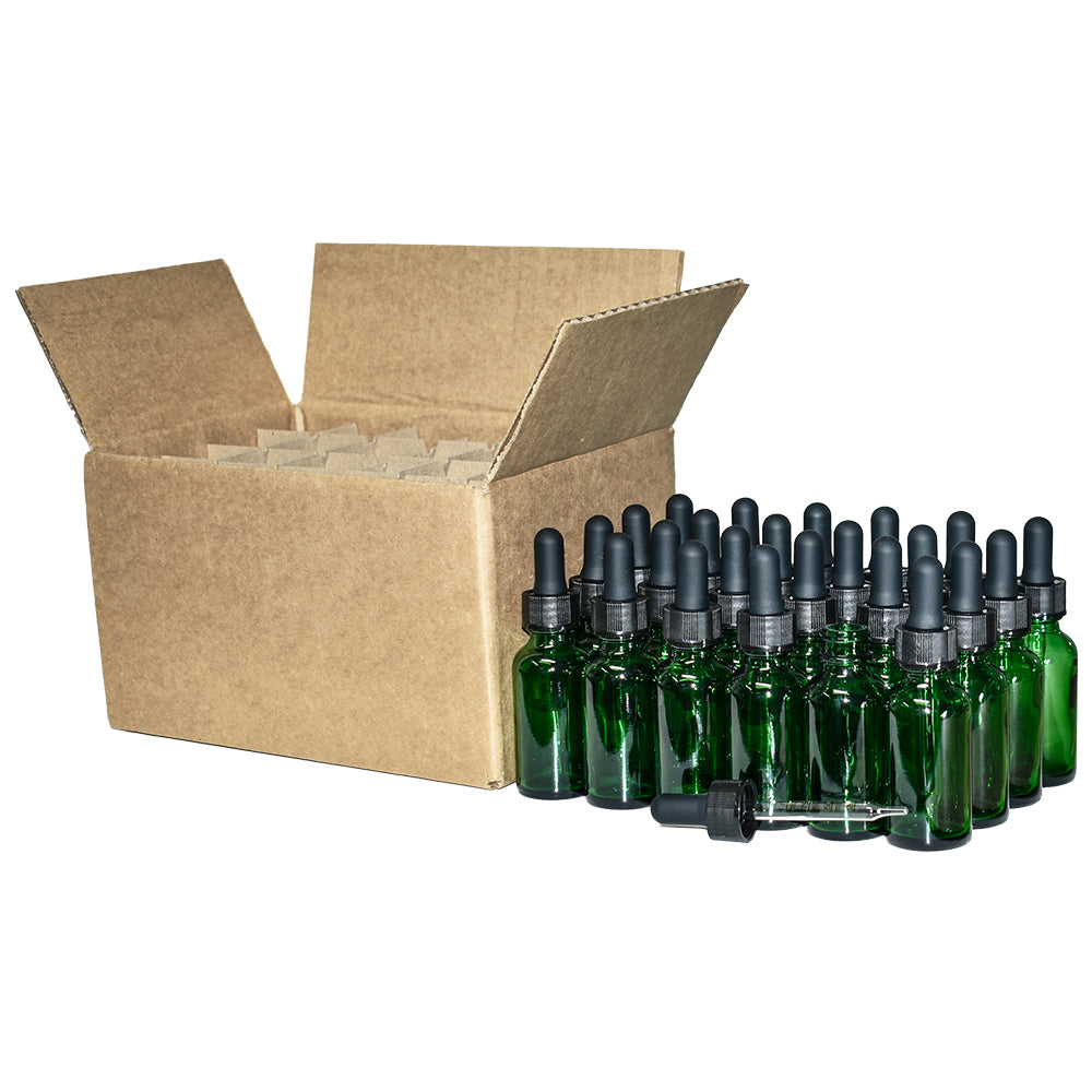 1 oz. Green Boston Round with Black Graduated Glass Dropper (20/400) (V23) (V20)