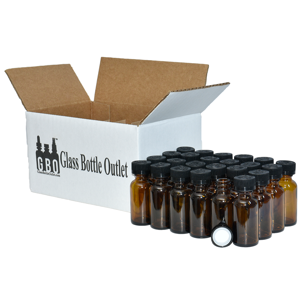 1 oz. Amber Boston Round with Black Child-Resistant Cap (20/400) (V8) (V6)