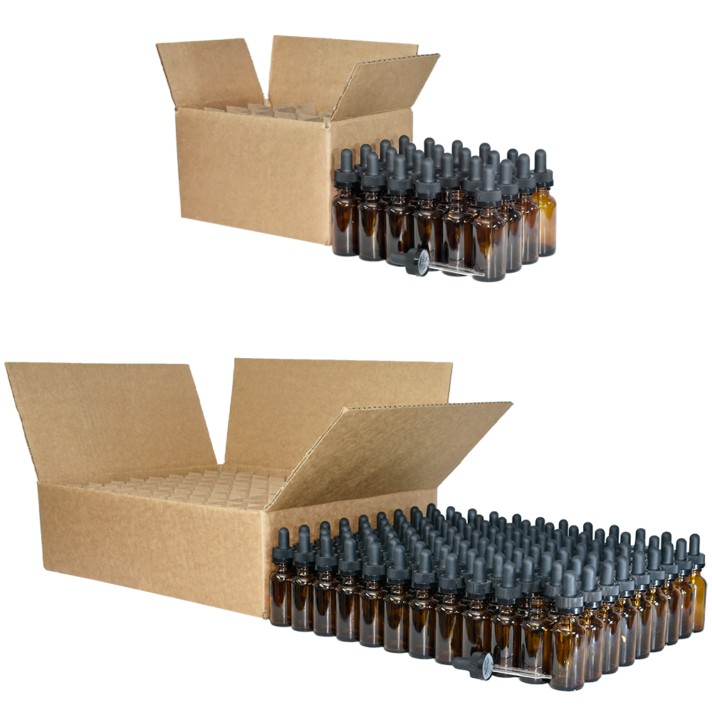 1 oz. Amber Boston Round with Black Child-Resistant Dropper (20/400) (V23) (V8)