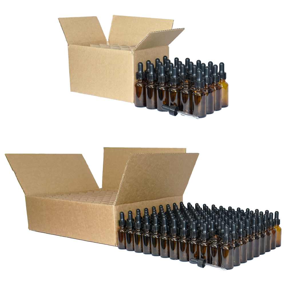 1 oz. Amber Boston Round with Black Nitrile Glass Dropper (20/400) (V23) (V5)