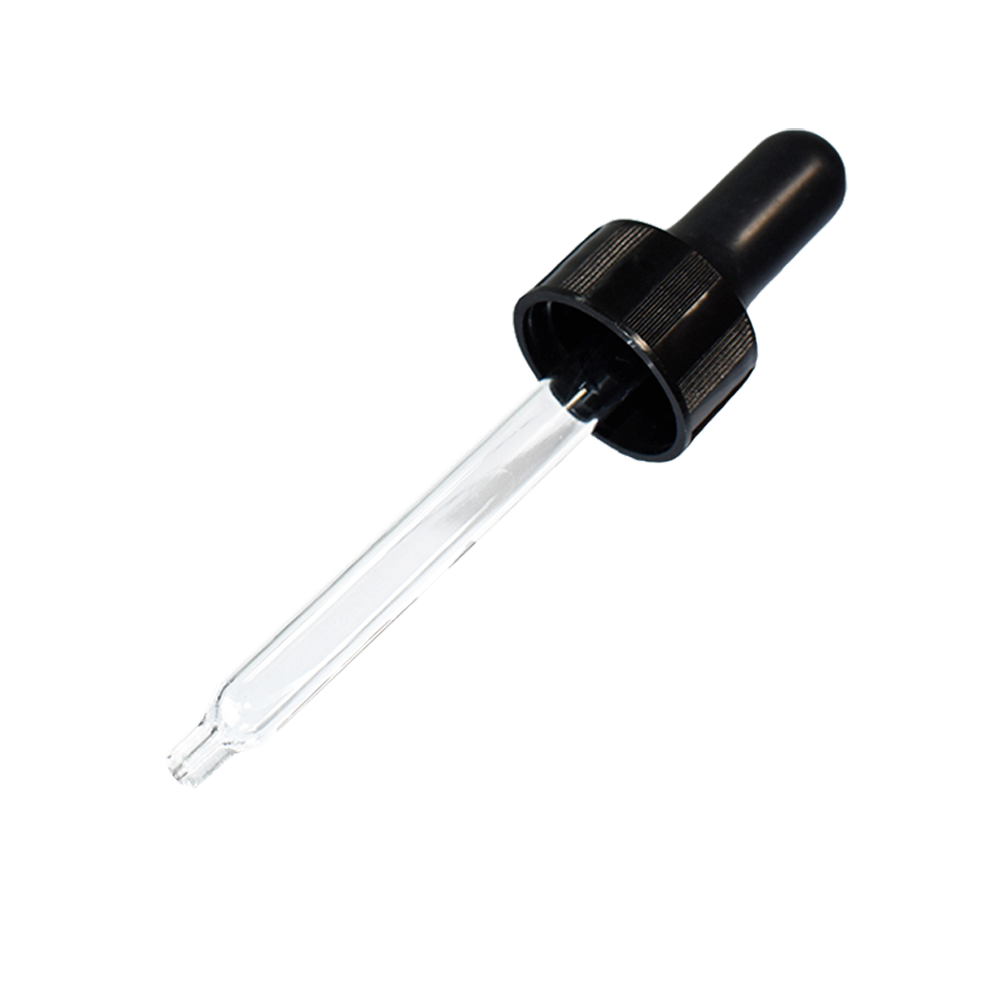 1 oz. Amber Boston Round with Black Nitrile Glass Dropper (20/400) (V8) (V12)