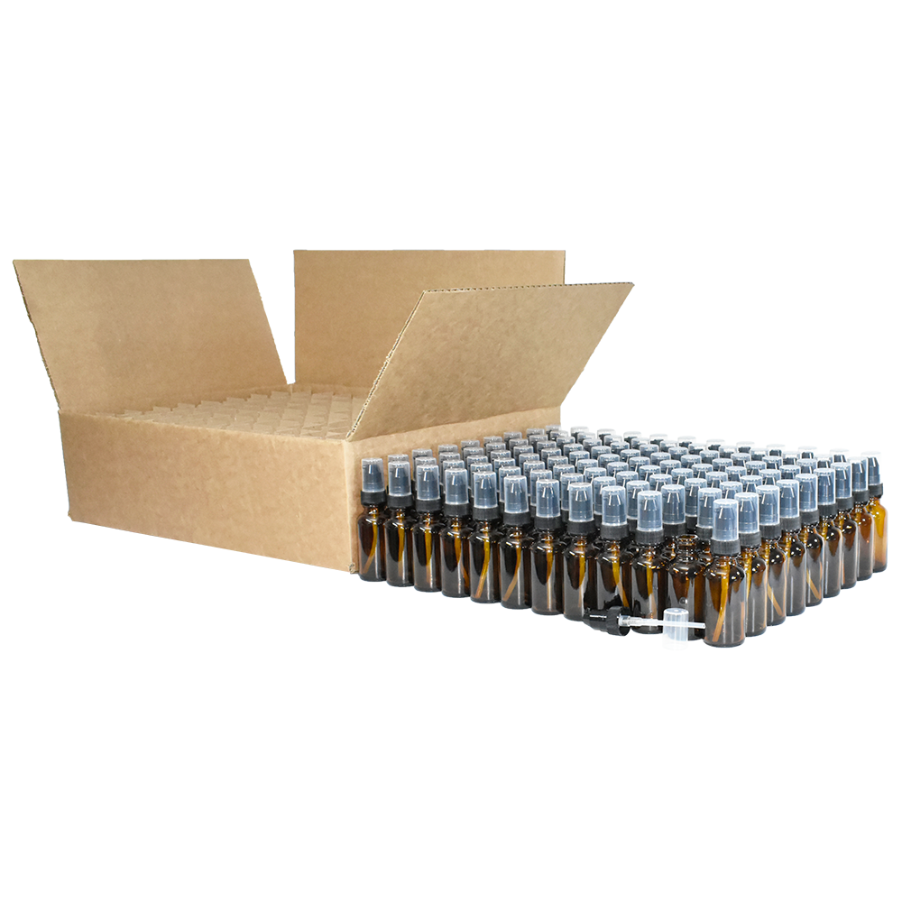 1 oz. Amber Boston Round with Black Treatment Pump (20/400) (V23) (V20)