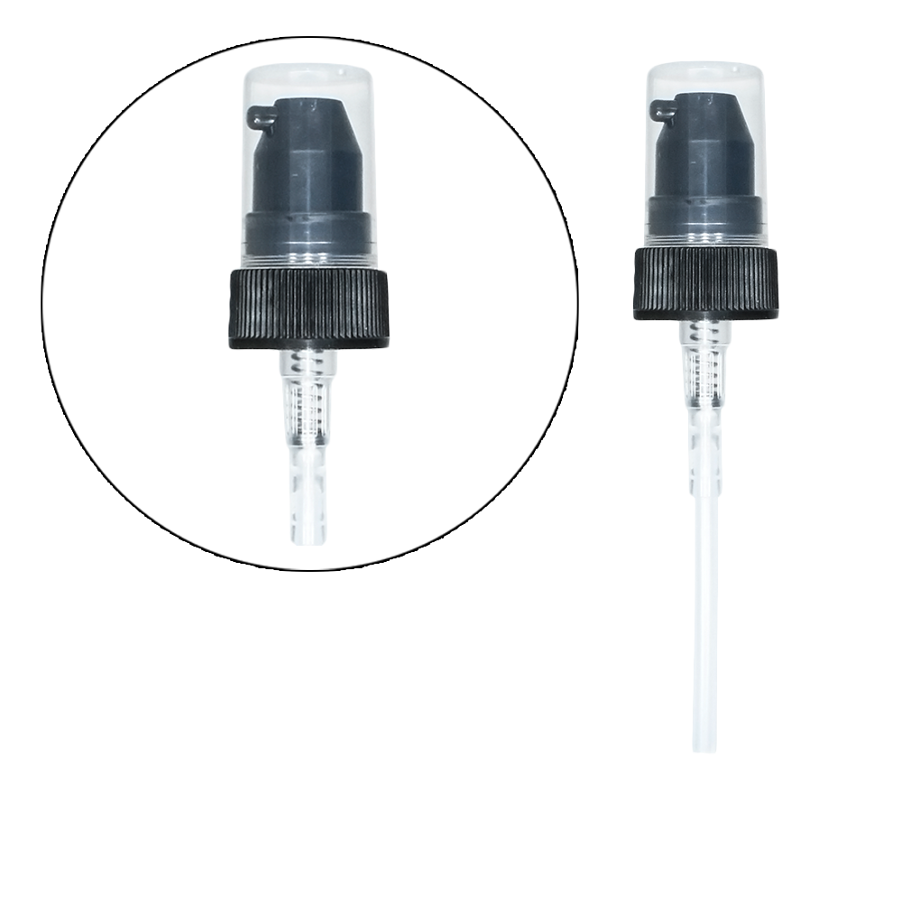 1 oz. Amber Boston Round with Black Treatment Pump (20/400) (V23) (V20)