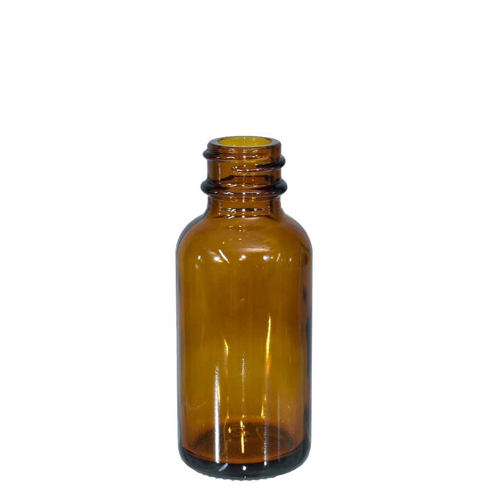 1 oz. Amber Boston Round with Black Treatment Pump (20/400) (V23) (V8)
