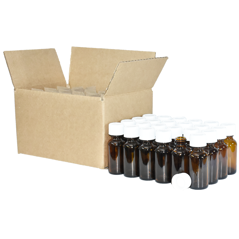 1 oz. Amber Boston Round with White Child-Resistant Cap (20/400) (V23) (V6)