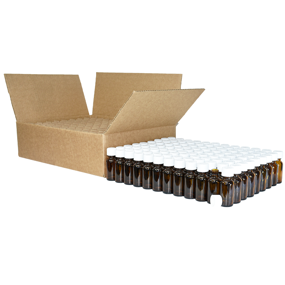 1 oz. Amber Boston Round with White Child-Resistant Cap (20/400) (V23) (V6)