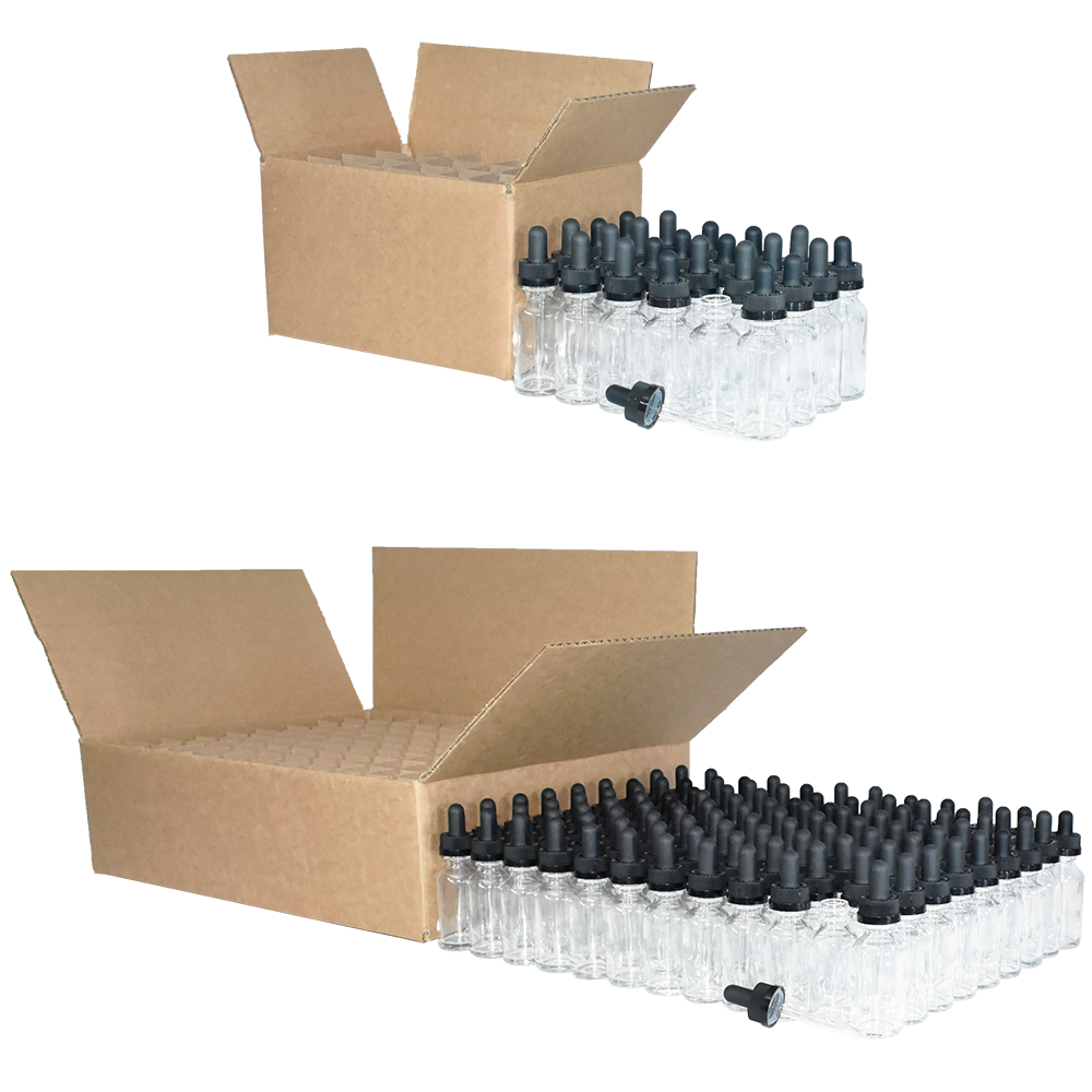 1 oz. Clear Boston Round with Black Child-Resistant Dropper (20/400) (V23) (V8)