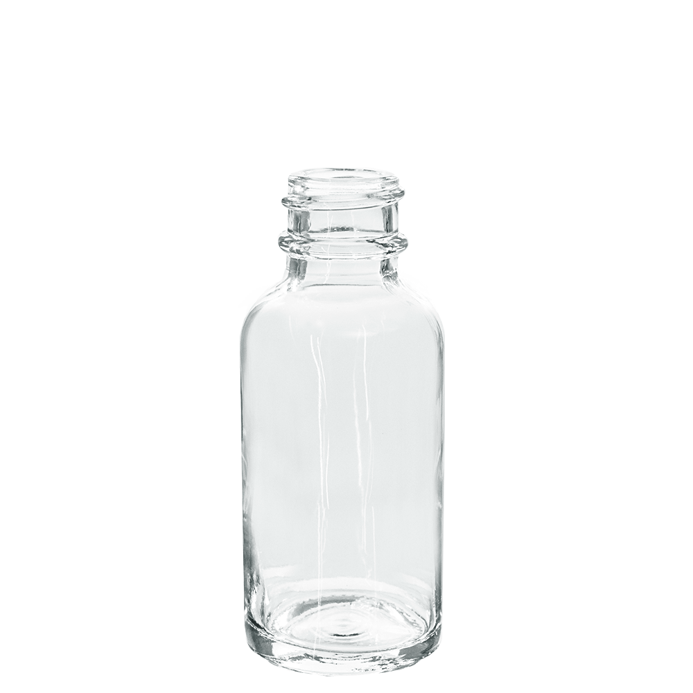 1 oz. Clear Boston Round with Black Glass Dropper (20/400) (V23) (V23)