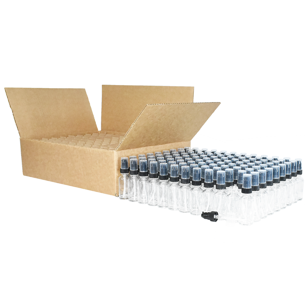 1 oz. Clear Boston Round with Black Treatment Pump (20/400) (V23) (V20)