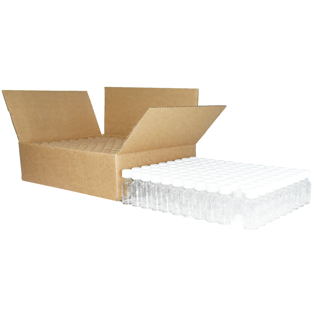 1 oz. Clear Boston Round with Reducer and White Child-Resistant Cap (20/400) (V23) (V6)