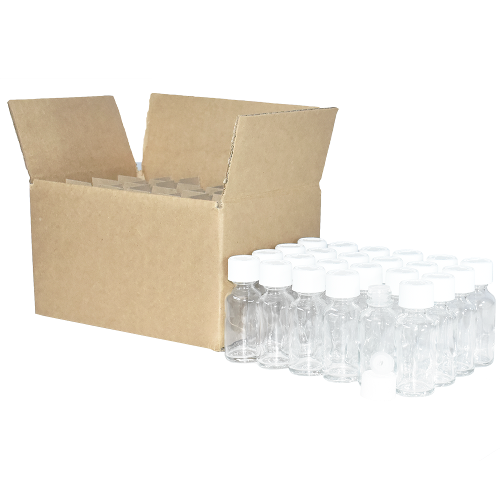 1 oz. Clear Boston Round with Reducer and White Child-Resistant Cap (20/400) (V23) (V6)