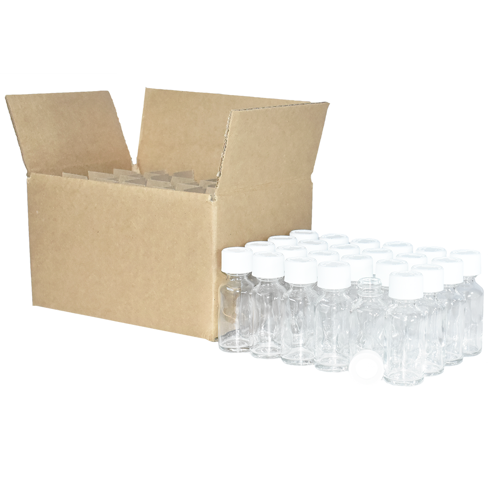 1 oz. Clear Boston Round with White Child-Resistant Cap (20/400) (V23) (V1)