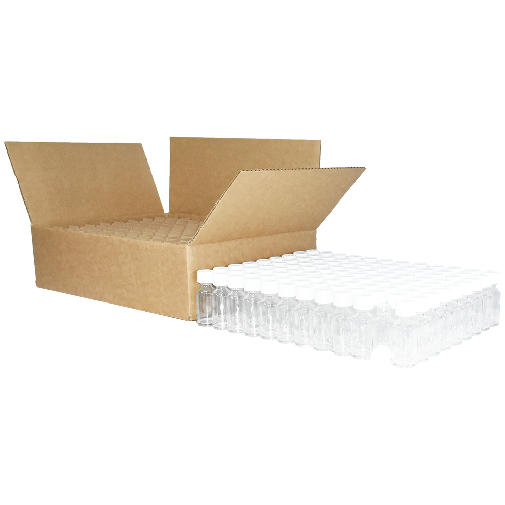 1 oz. Clear Boston Round with White Child-Resistant Cap (20/400) (V23) (V1)