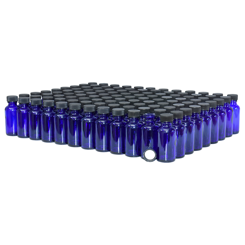 1 oz. Cobalt Blue Boston Round with Black Cap (20/400) (V23) (V6)