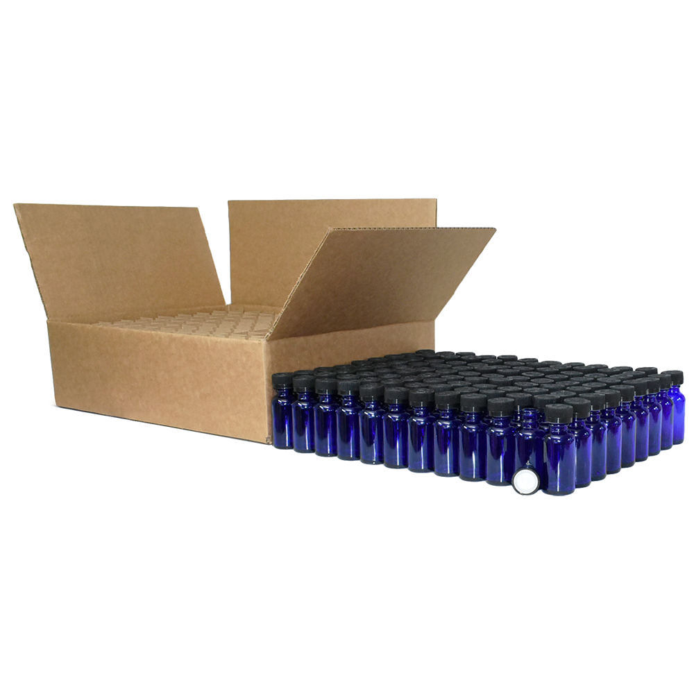 1 oz. Cobalt Blue Boston Round with Black Child-Resistant Cap (20/400) (V23) (V6)