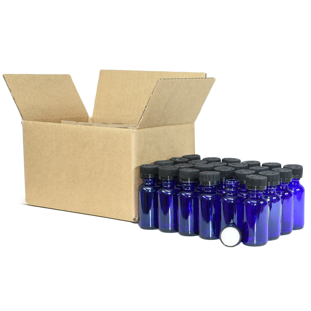 1 oz. Cobalt Blue Boston Round with Black Child-Resistant Cap (20/400) (V23) (V6)