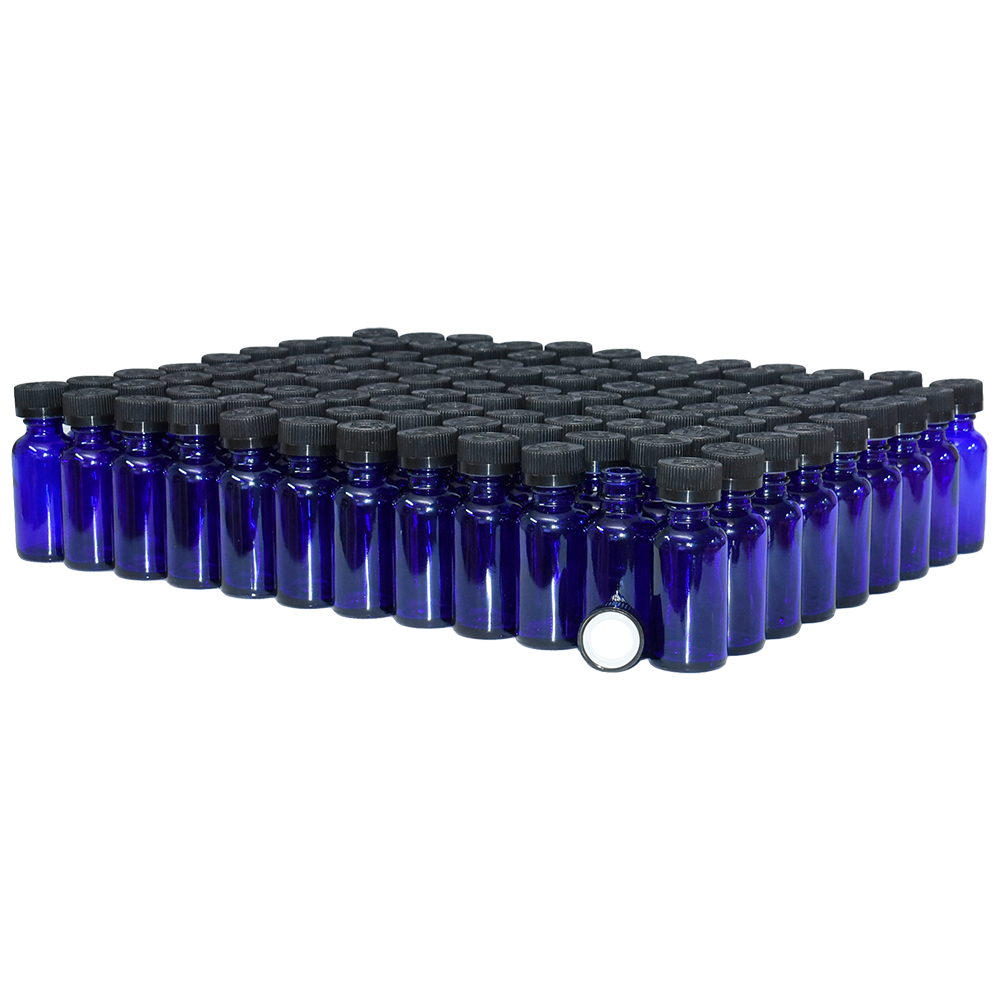 1 oz. Cobalt Blue Boston Round with Black Child-Resistant Cap (20/400) (V23) (V6)