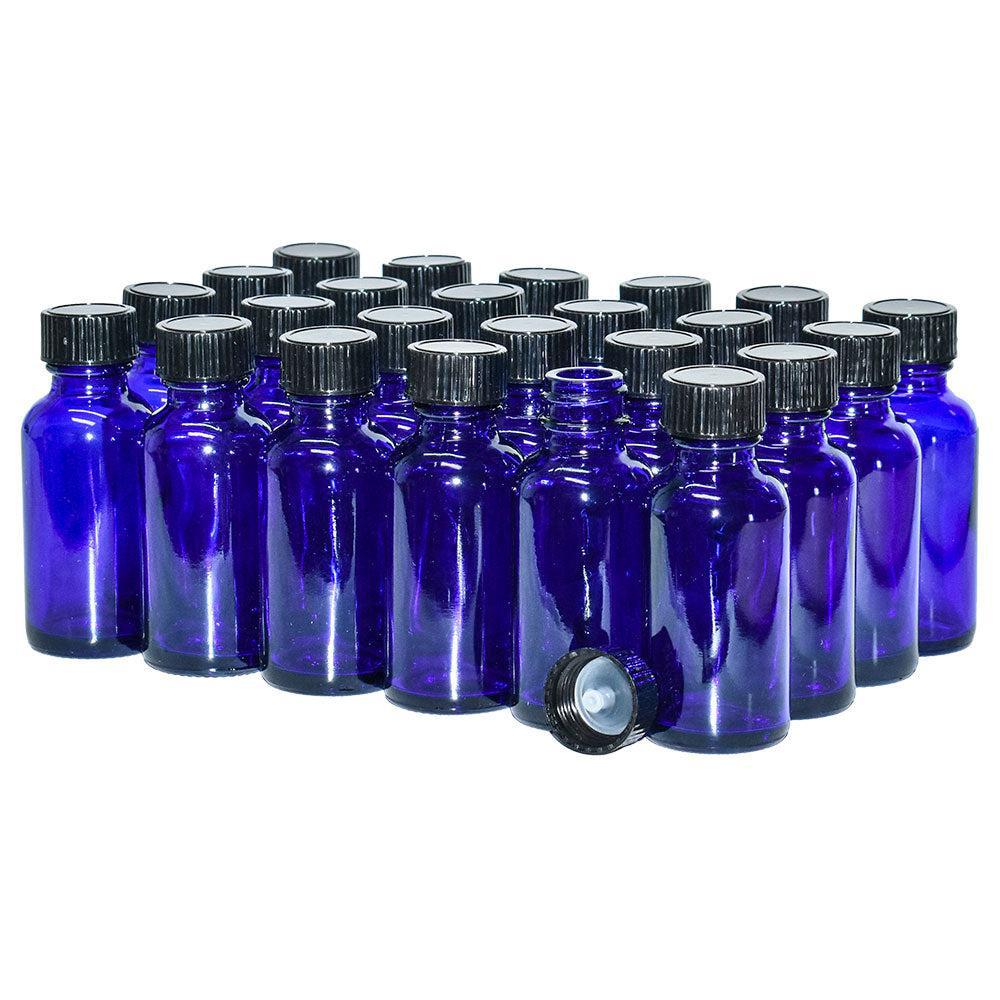 1 oz. Cobalt Blue Boston Round with Black Poly Cone Cap (20/400) (V23) (V10)