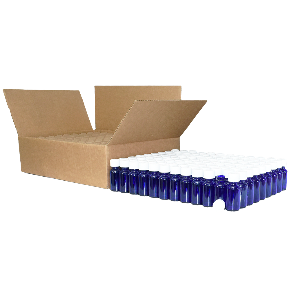 1 oz. Cobalt Blue Boston Round with White Child-Resistant Cap (20/400) (V23) (V1)