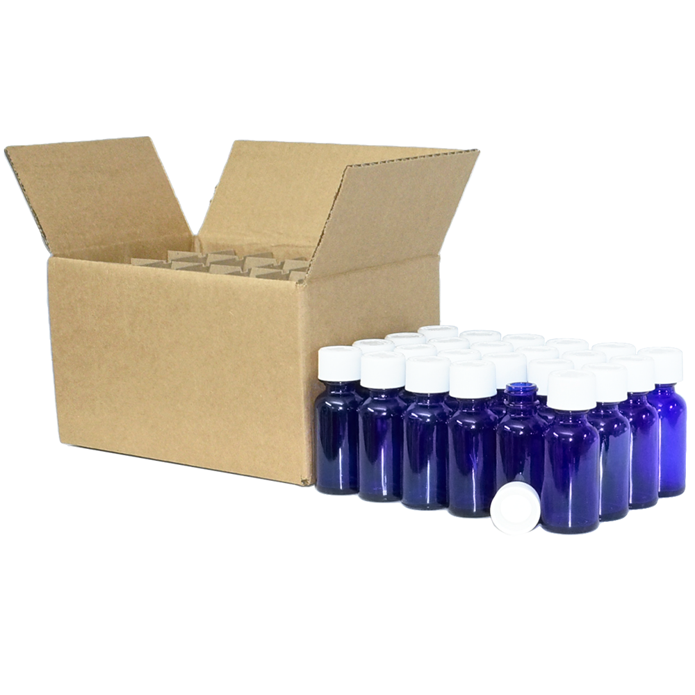 1 oz. Cobalt Blue Boston Round with White Child-Resistant Cap (20/400) (V23) (V6)