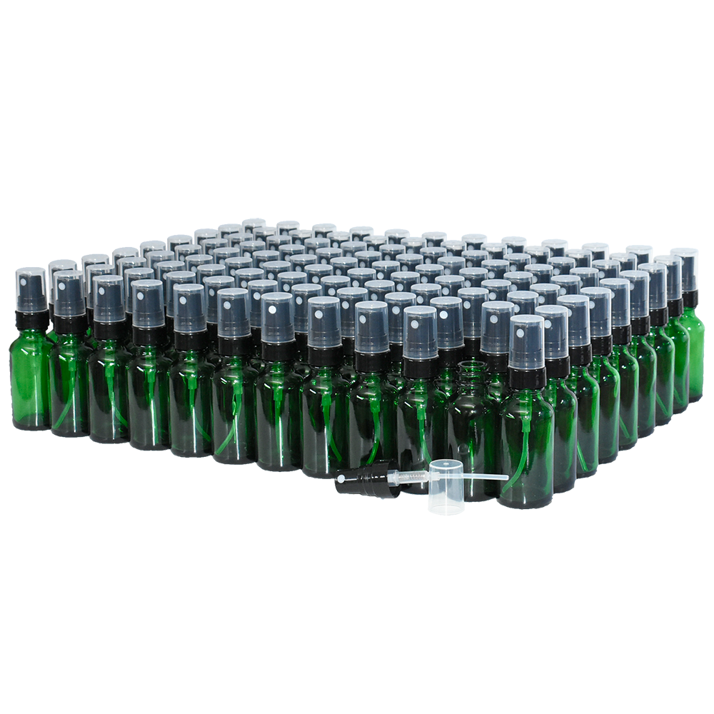 1 oz. Green Boston Round with Black Fine-Mist Sprayer (Smooth) (.16 ml Per Spray) (20/400) (V23) (V20)