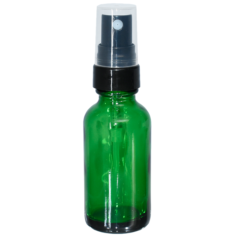 1 oz. Green Boston Round with Black Fine-Mist Sprayer (Smooth) (.16 ml Per Spray) (20/400) (V23) (V20)