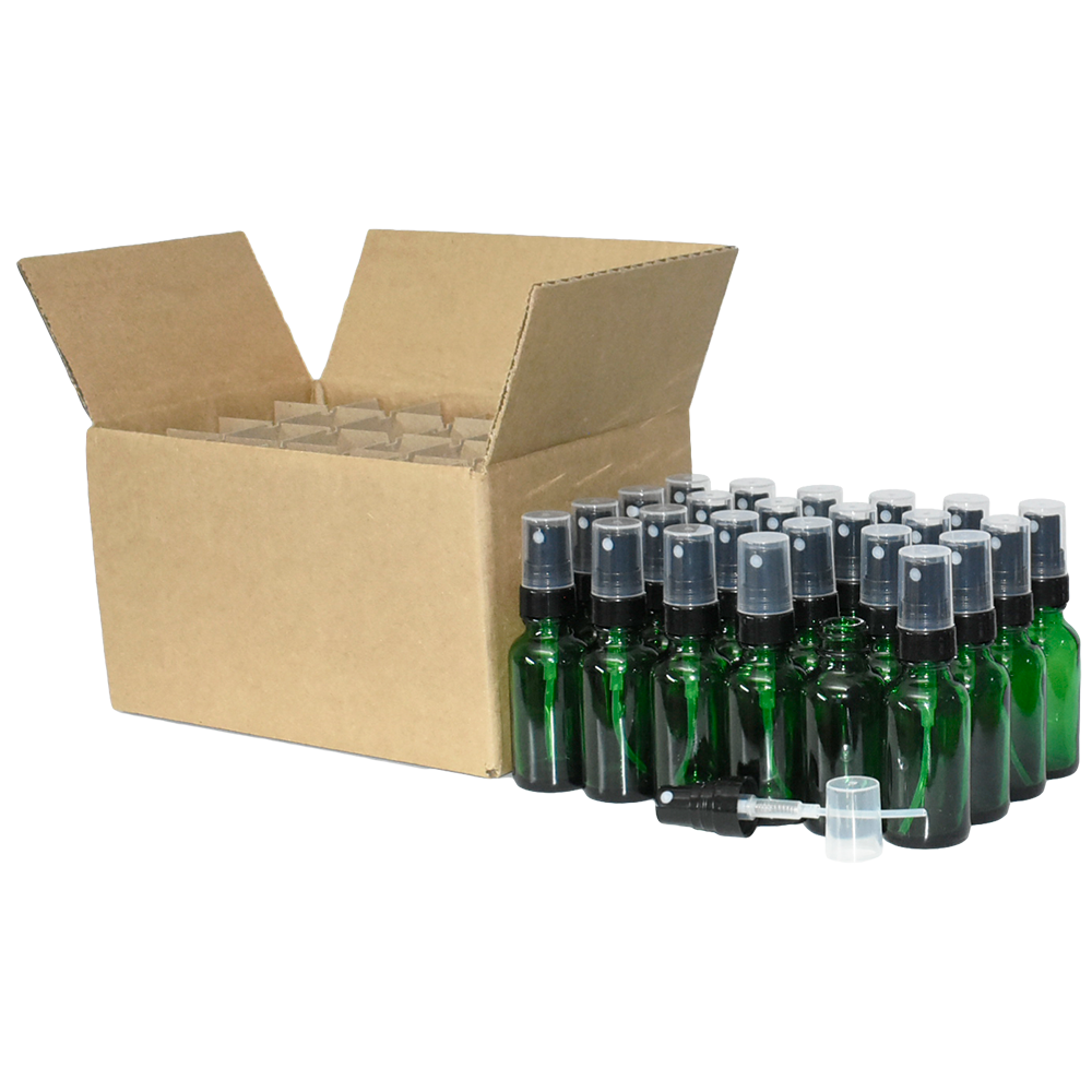 1 oz. Green Boston Round with Black Fine-Mist Sprayer (Smooth) (.16 ml Per Spray) (20/400) (V23) (V20)