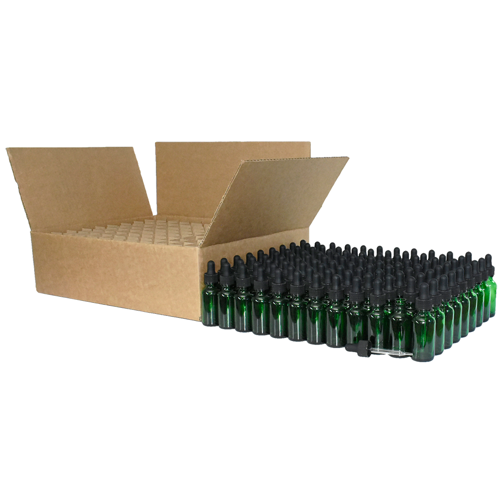 1 oz. Green Boston Round with Black Glass Dropper (20/400) (V23) (V8)