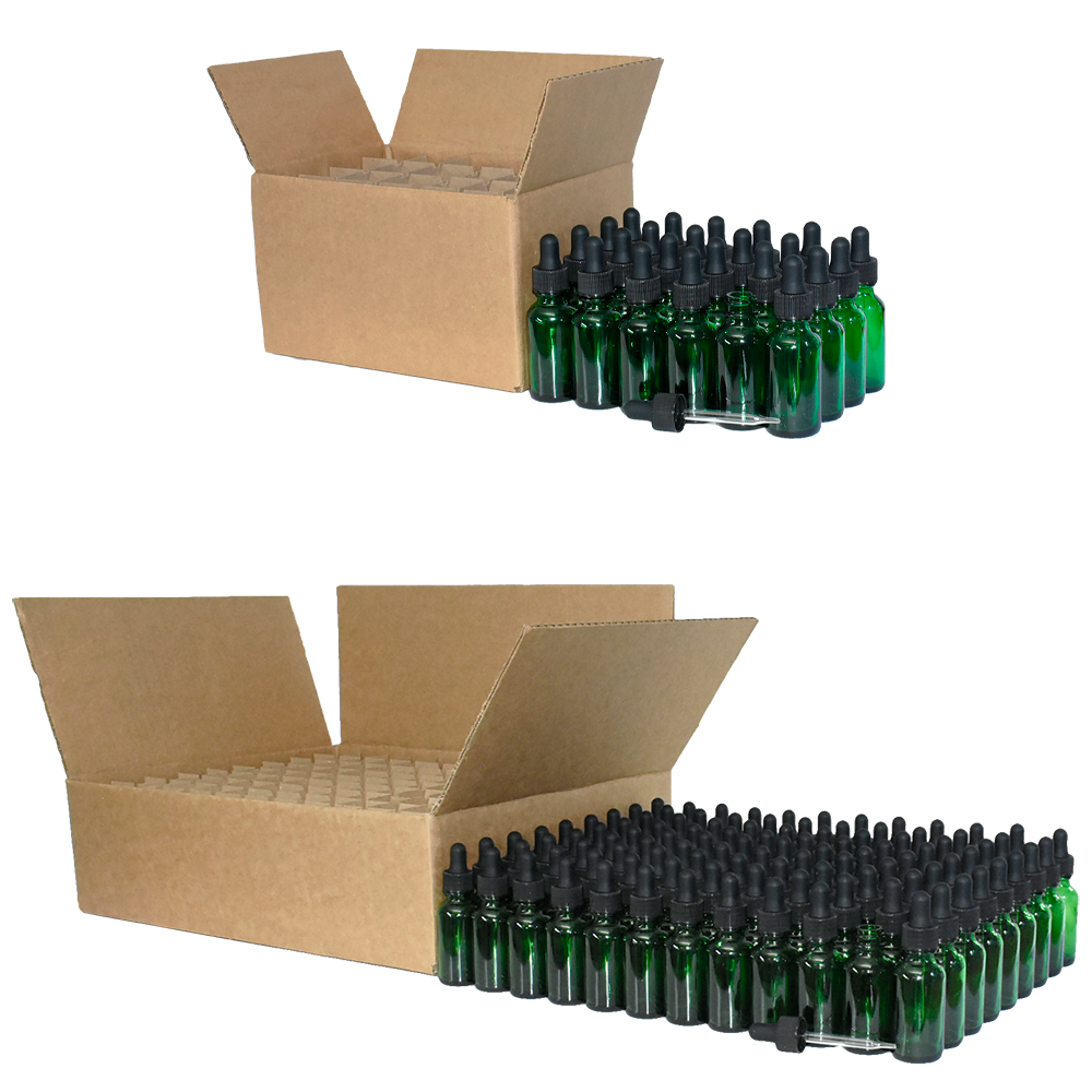 1 oz. Green Boston Round with Black Glass Dropper (20/400) (V23) (V8)