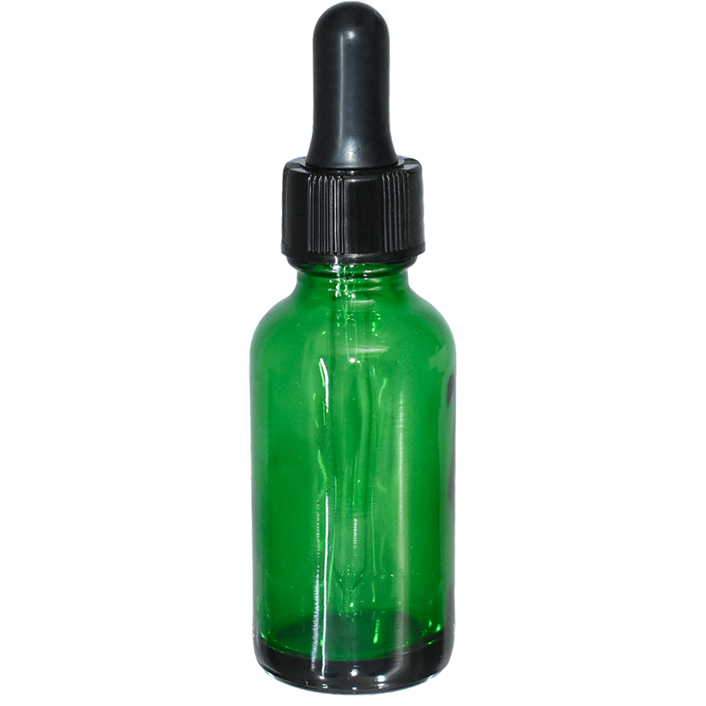 1 oz. Green Boston Round with Black Nitrile Glass Dropper (20/400) (V23) (V5)