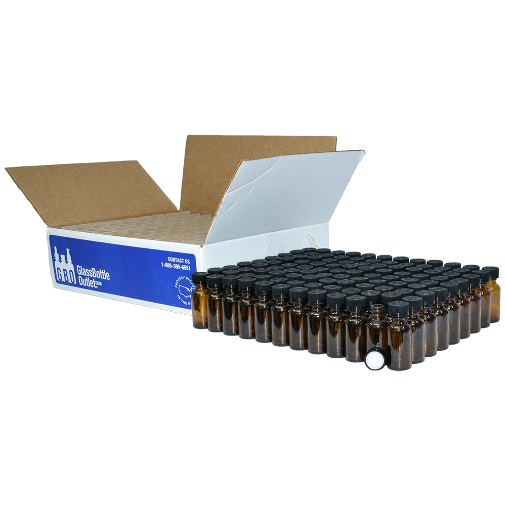 1 oz. Amber Boston Round with Black Child-Resistant Cap (20/400) (V8) (V6)