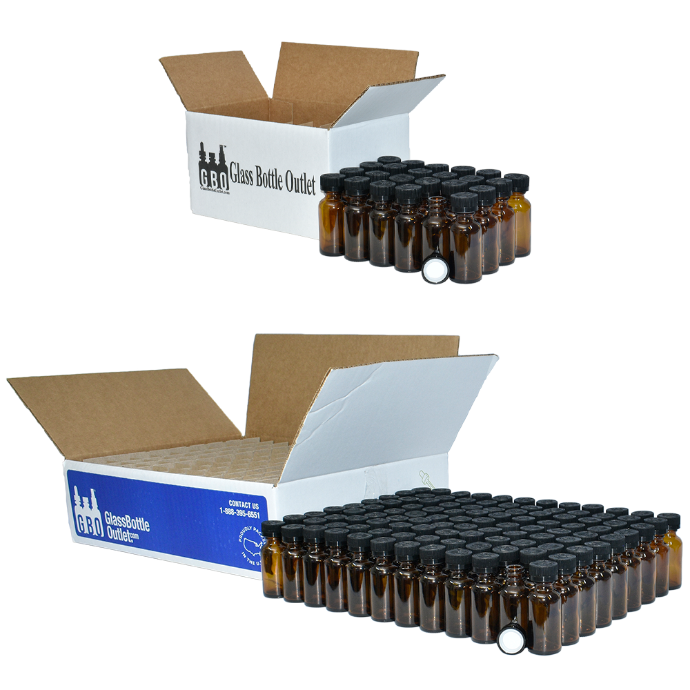 1 oz. Amber Boston Round with Black Child-Resistant Cap (20/400) (V8) (V6)