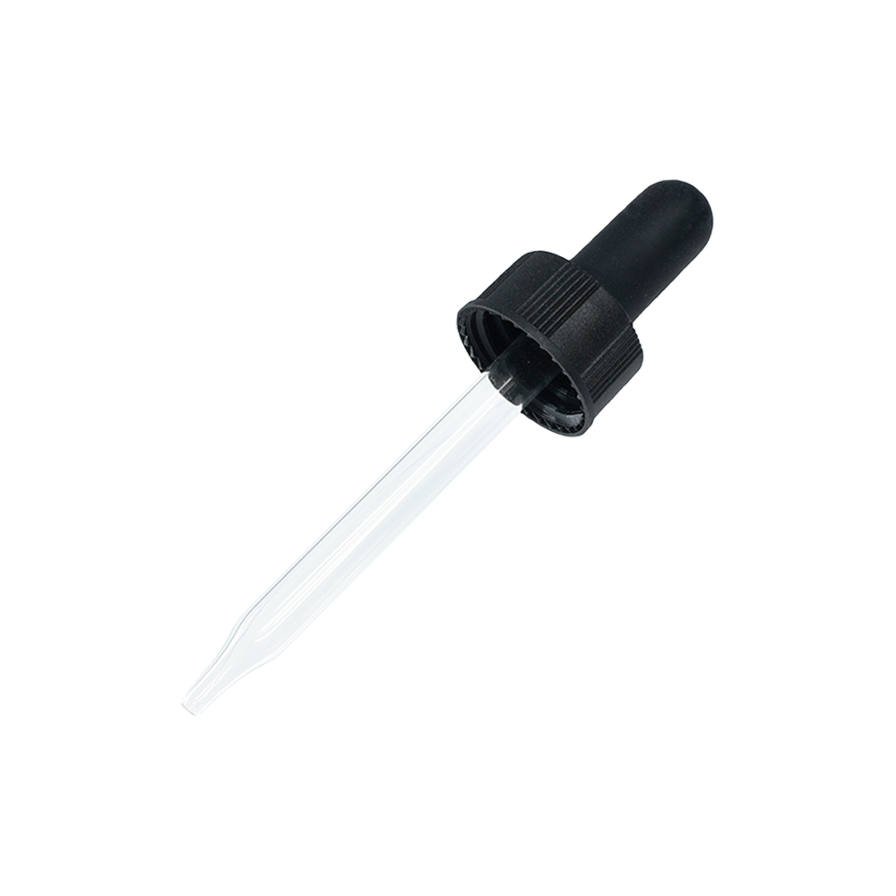 1 oz. Amber Boston Round with Black Glass Dropper (20/400) (V8) (V23)