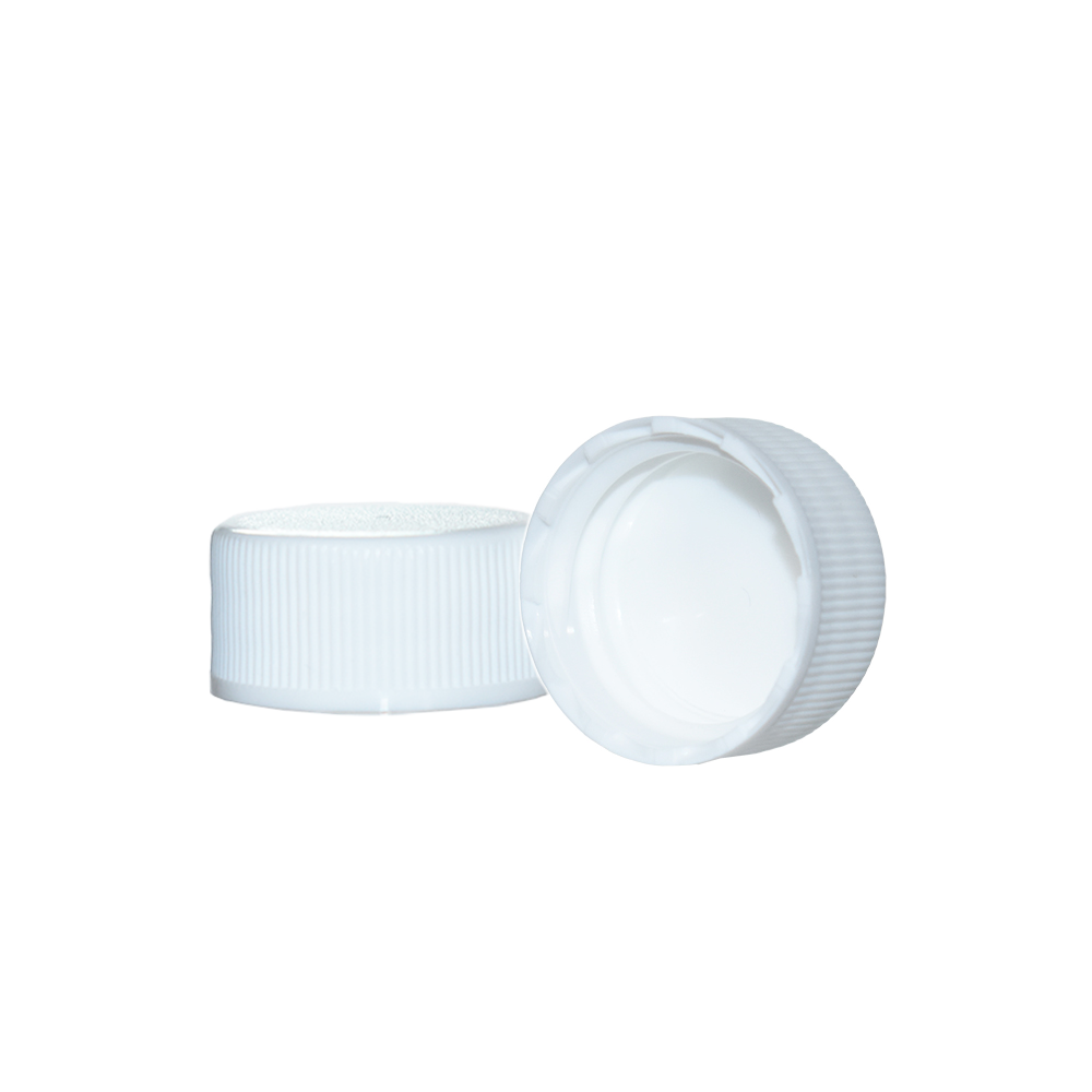 1 oz. Amber Boston Round with Reducer and White Cap (20/400) (V8) (V1)