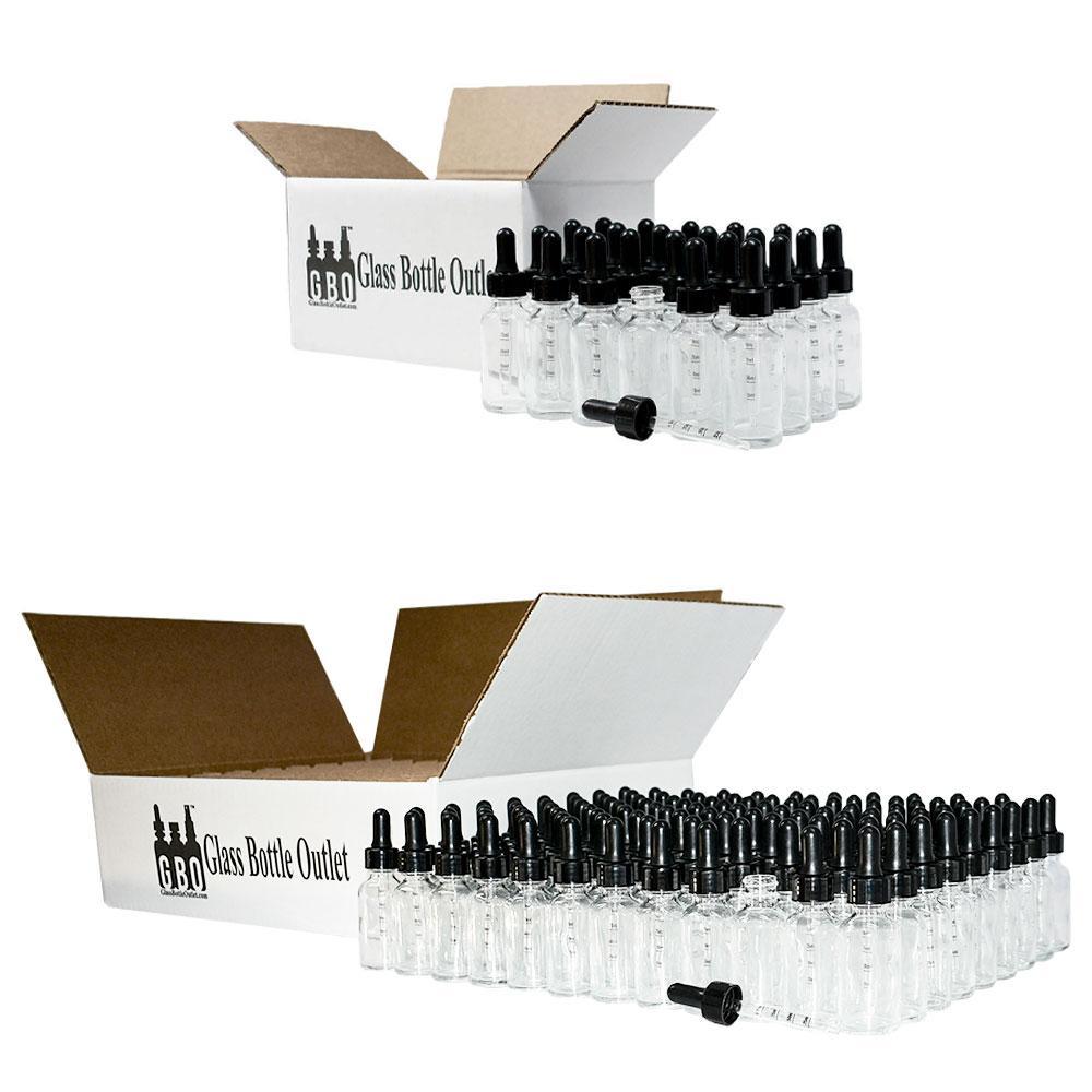 1 oz. Clear Boston Round with Black Graduated Nitrile Glass Dropper (20/400) (V23) (V12)