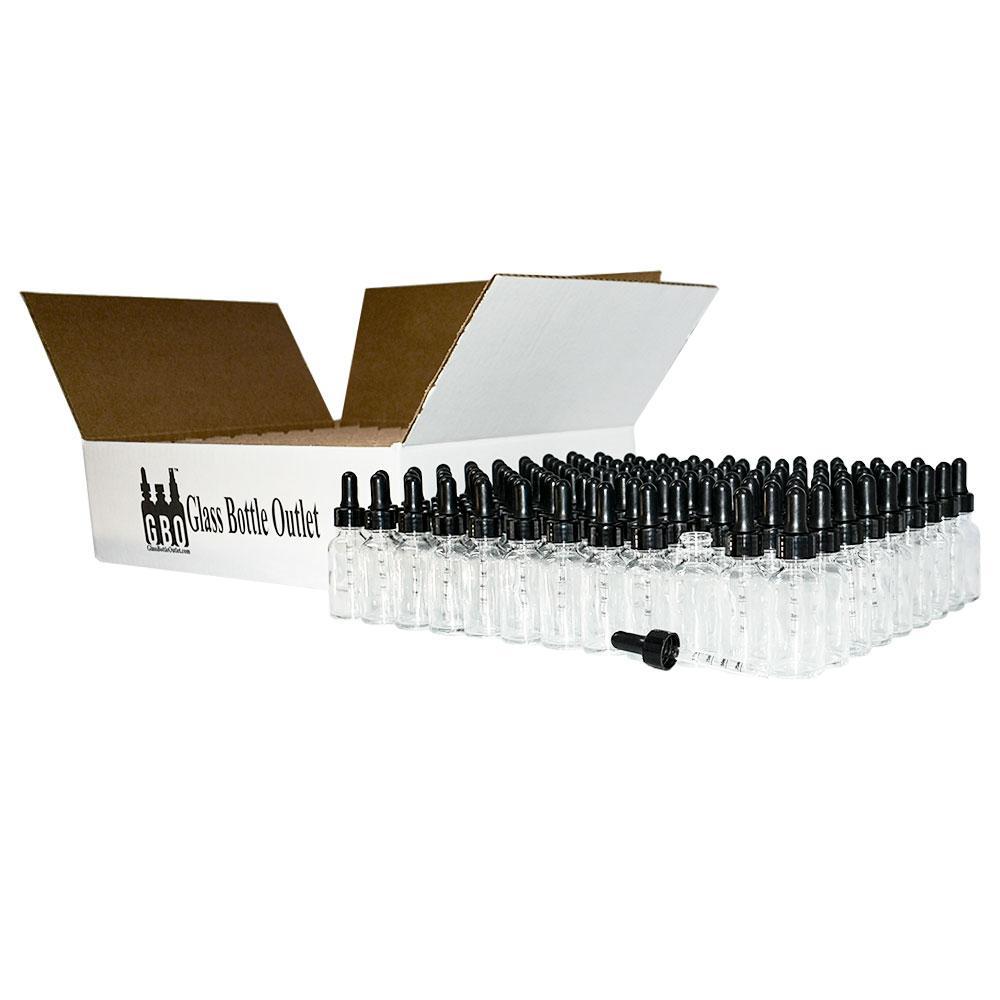 1 oz. Clear Boston Round with Black Graduated Nitrile Glass Dropper (20/400) (V23) (V12)