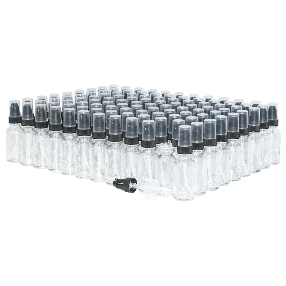 1 oz. Clear Boston Round with Black Treatment Pump (20/400) (V23) (V20)