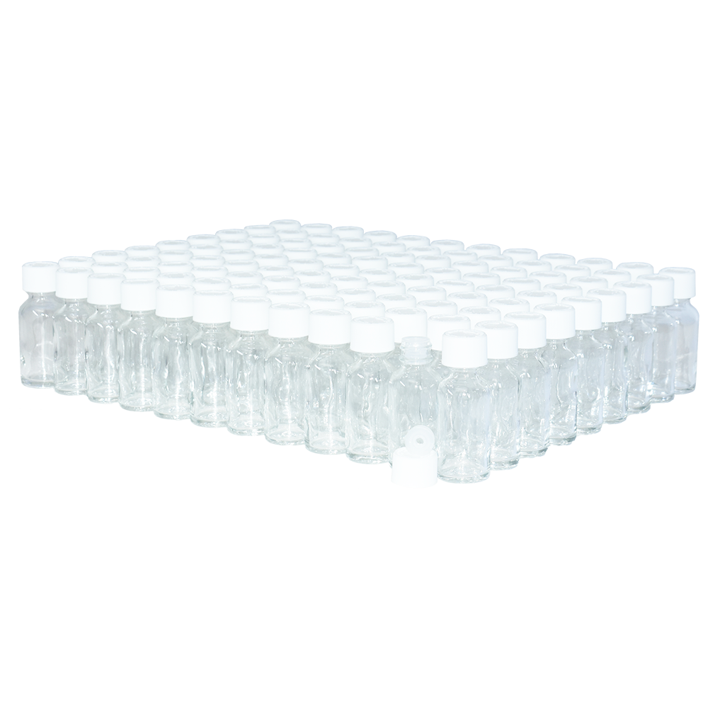 1 oz. Clear Boston Round with Reducer and White Child-Resistant Cap (20/400) (V23) (V6)