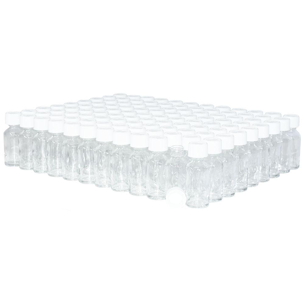 1 oz. Clear Boston Round with White Child-Resistant Cap (20/400) (V23) (V1)