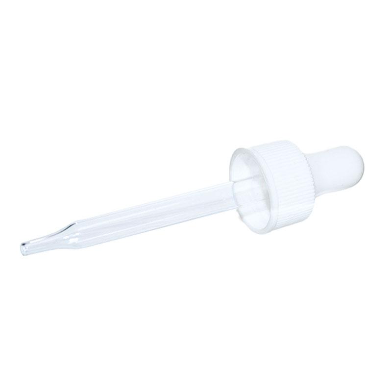 1 oz. Clear Boston Round with White Glass Dropper (20/400) (V23) (V8)