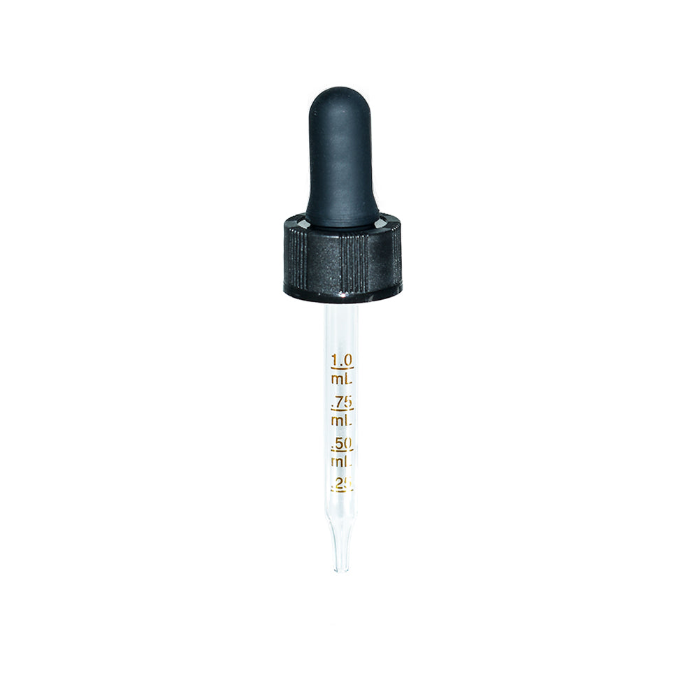 1 oz. Amber Boston Round with Black Graduated Glass Dropper (20/400) (V23) (V20)