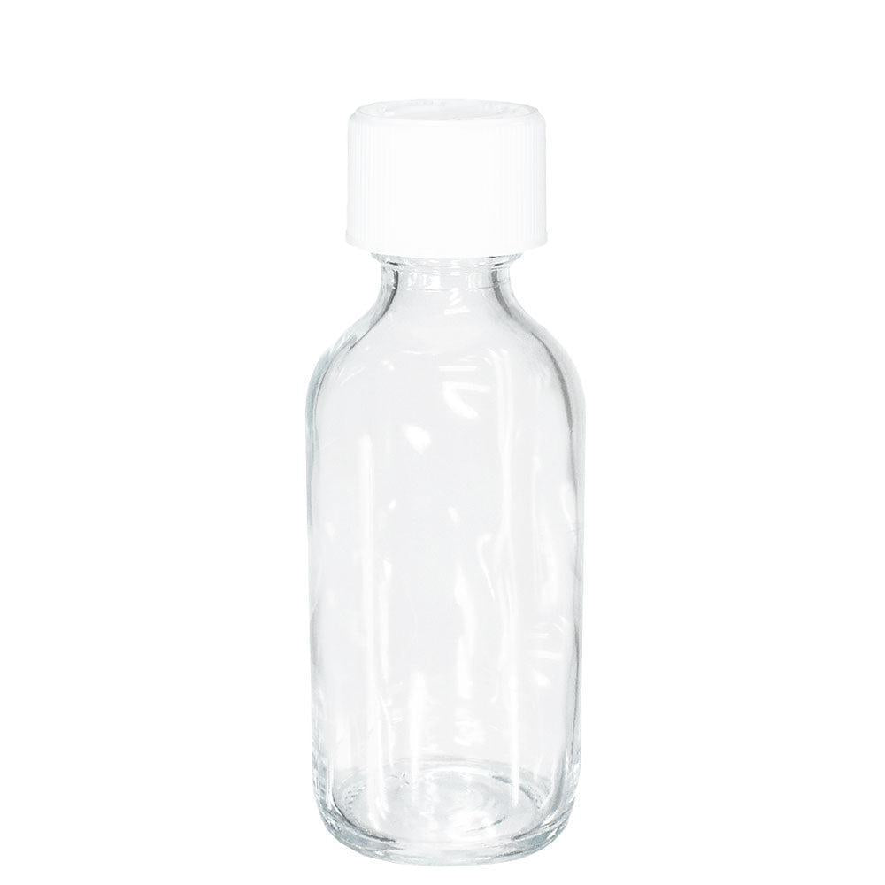 2 oz. Clear Boston Round with Reducer and White Child-Resistant Cap (20/400) (V23) (V6)