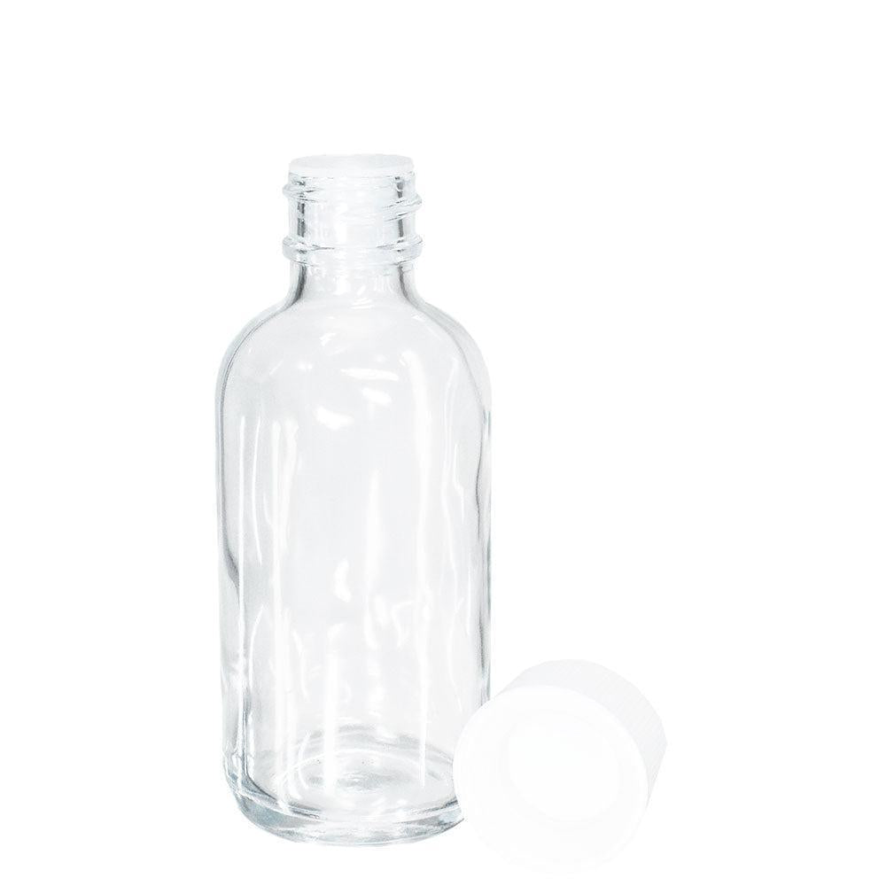 2 oz. Clear Boston Round with Reducer and White Child-Resistant Cap (20/400) (V23) (V6)