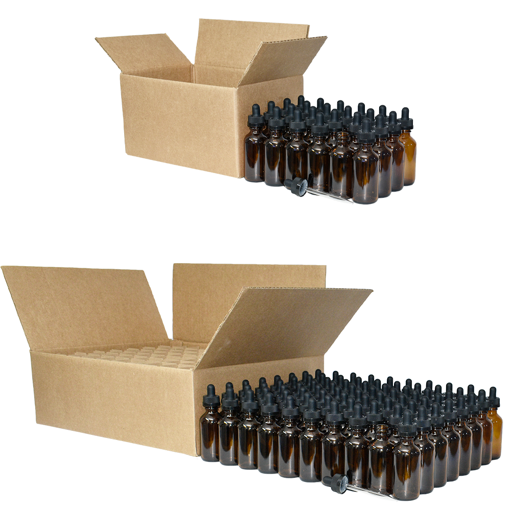 2 oz. Amber Boston Round with Black Child-Resistant Glass Dropper (20/400) (V23) (V8)