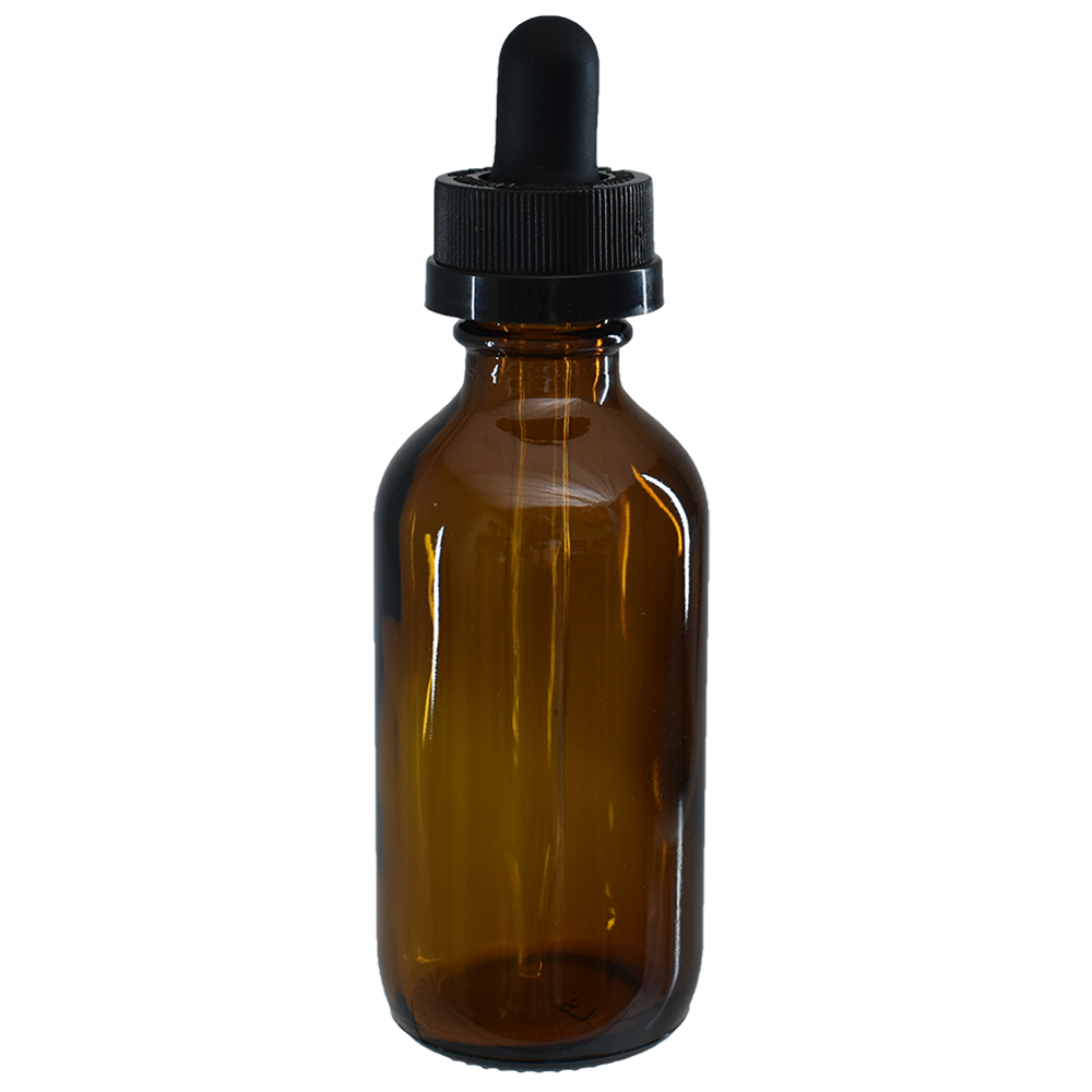 2 oz. Amber Boston Round with Black Child-Resistant Glass Dropper (20/400) (V23) (V8)