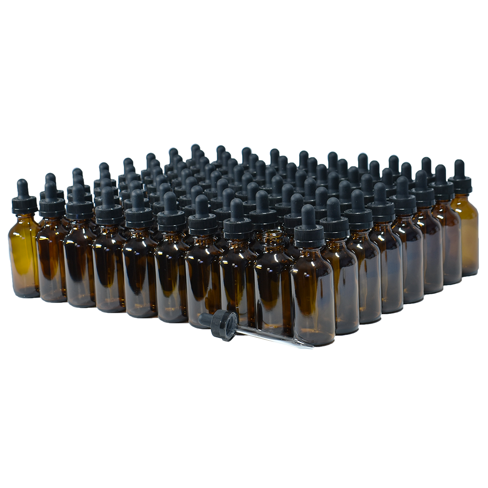 2 oz. Amber Boston Round with Black Child-Resistant Glass Dropper (20/400) (V23) (V8)